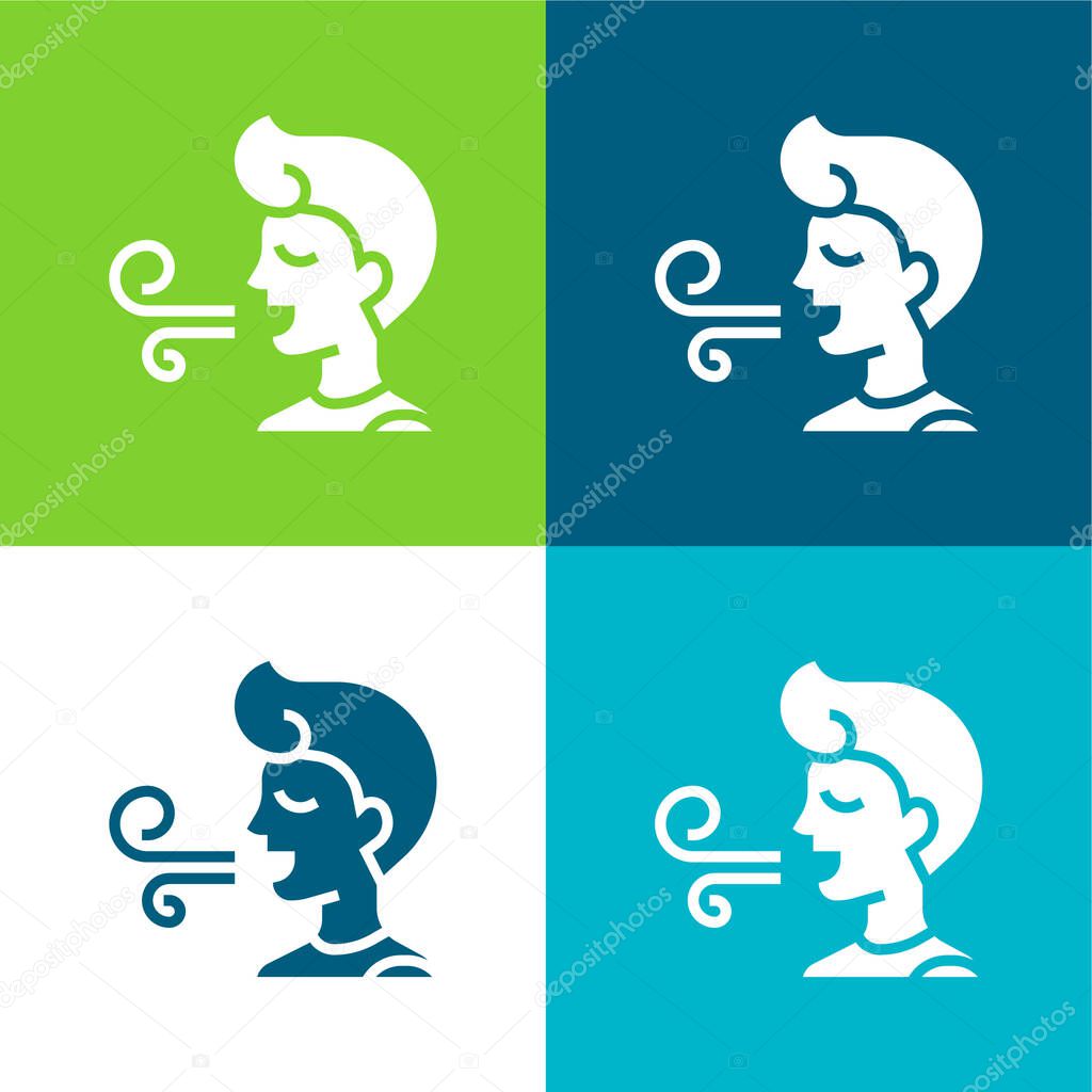 Bad Breath Flat four color minimal icon set