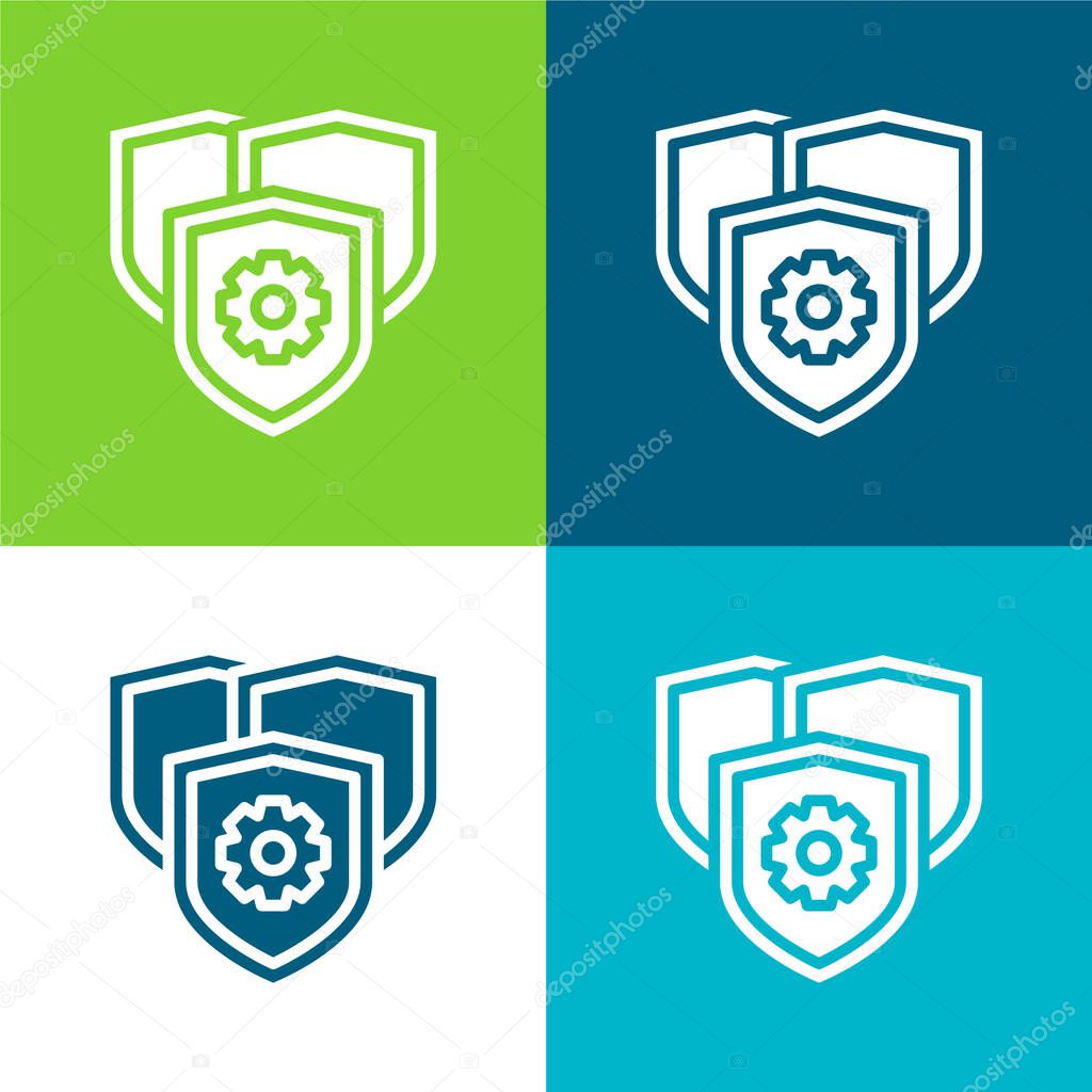 Anti Virus Flat four color minimal icon set