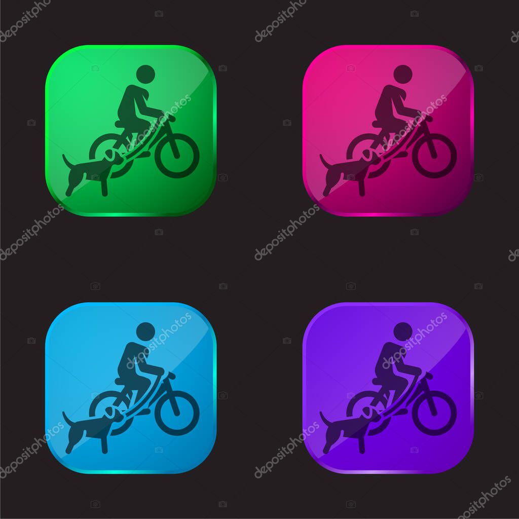 Bicycle four color glass button icon