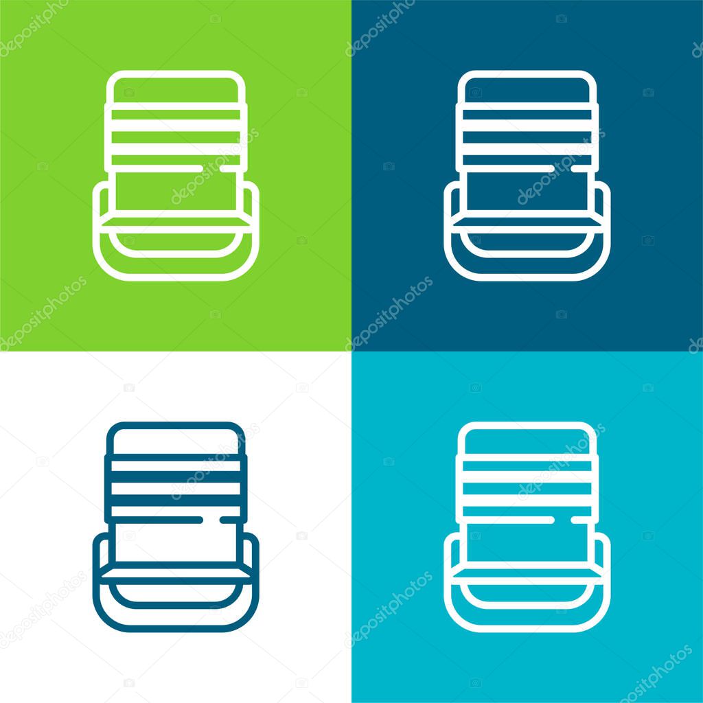 Beach Chair Flat four color minimal icon set