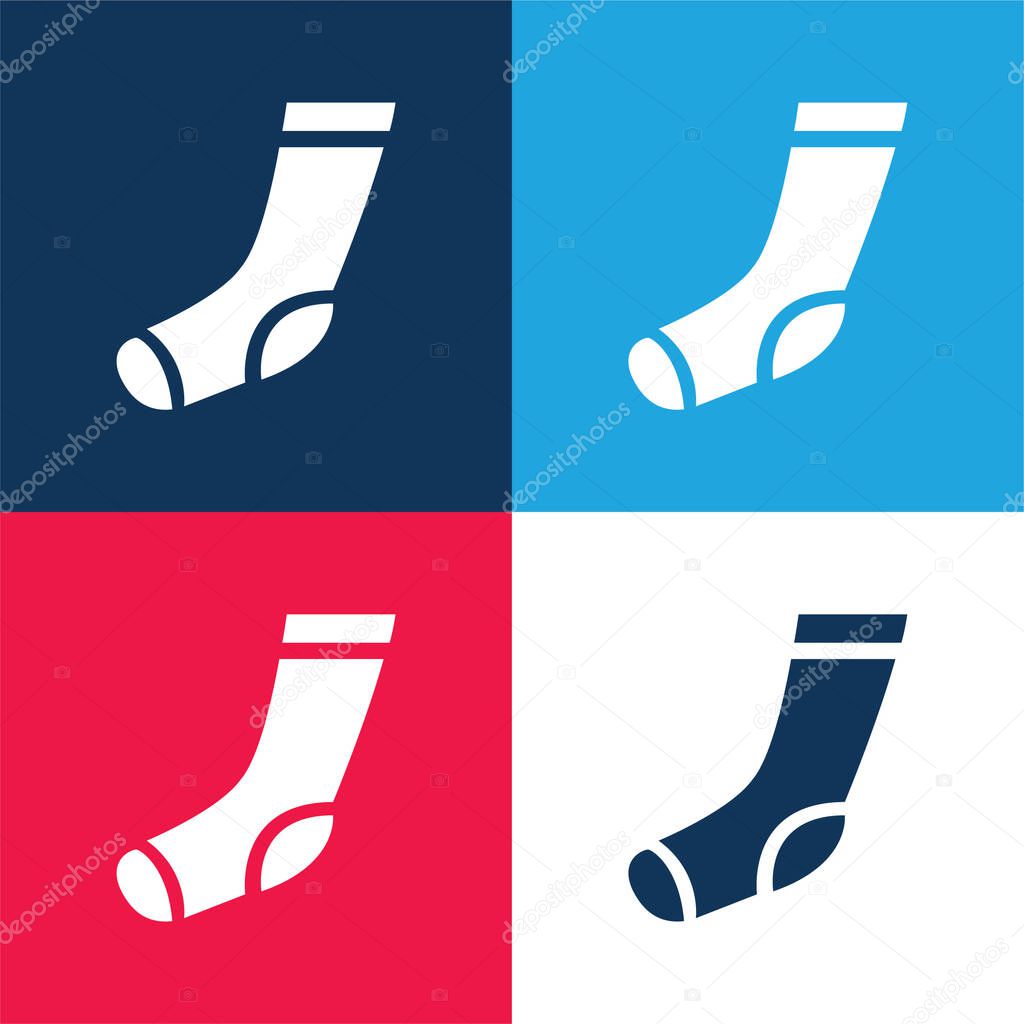 Athletic Sock blue and red four color minimal icon set