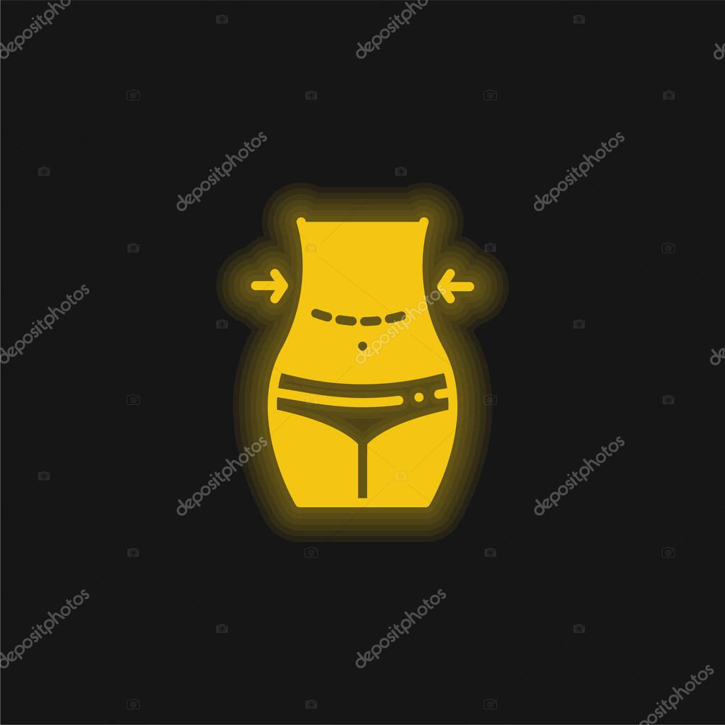 Abdominoplasty yellow glowing neon icon