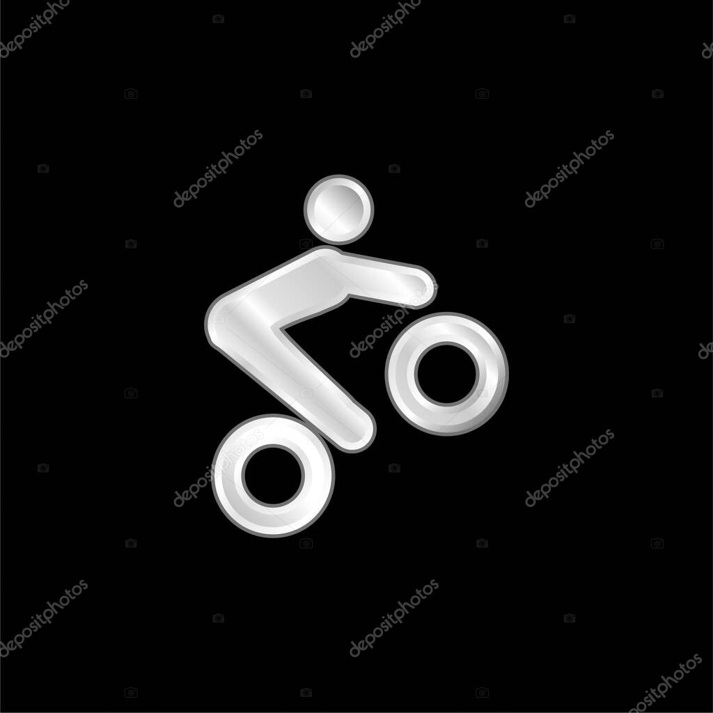 Bike Tricks silver plated metallic icon