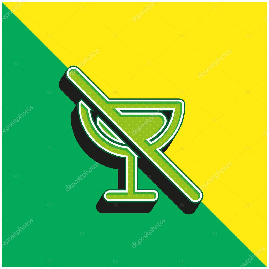 Alcoholic Drinks Prohibition Green and yellow modern 3d vector icon logo