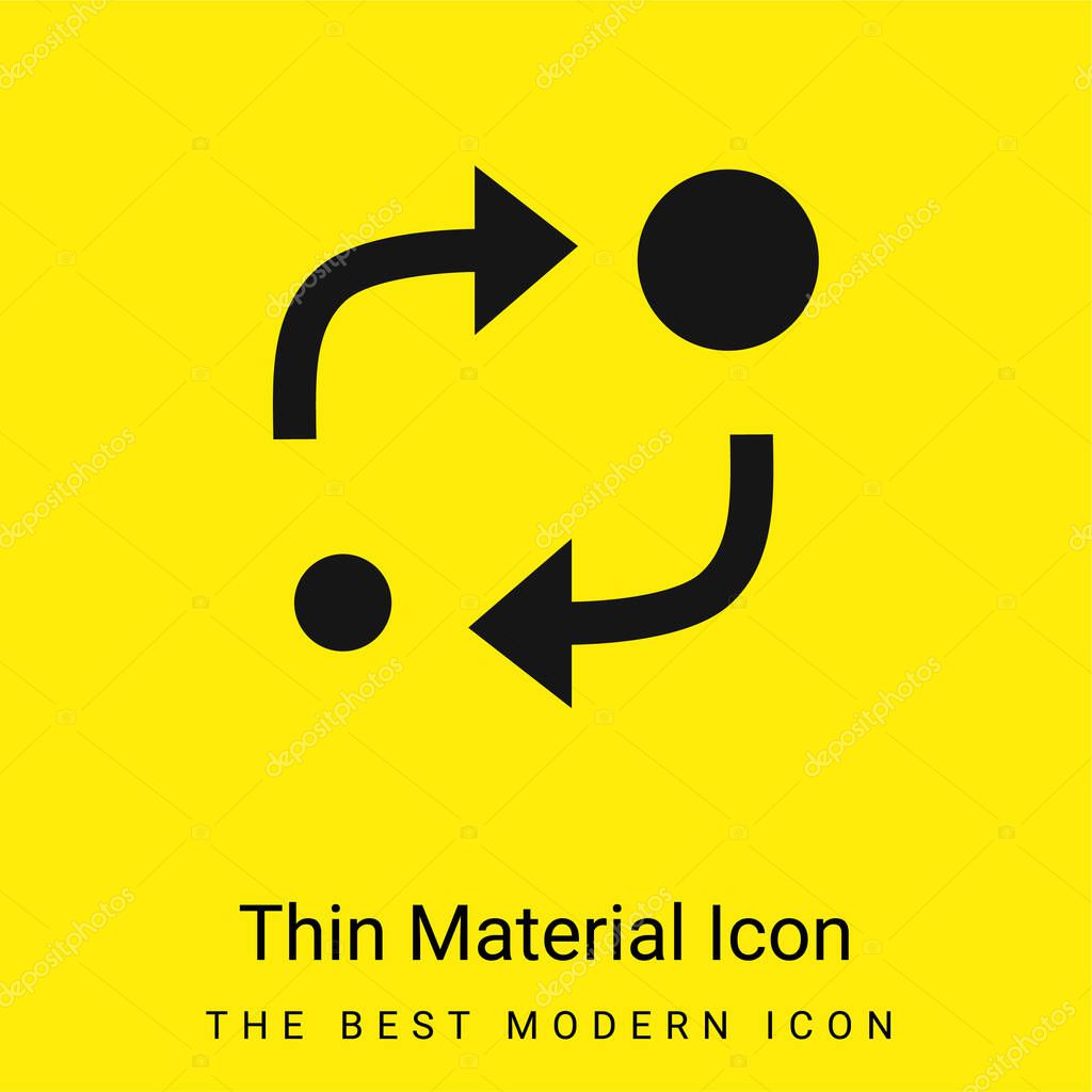 Analytics Symbol Of Two Circles Of Different Sizes With Two Arrows Between Them minimal bright yellow material icon