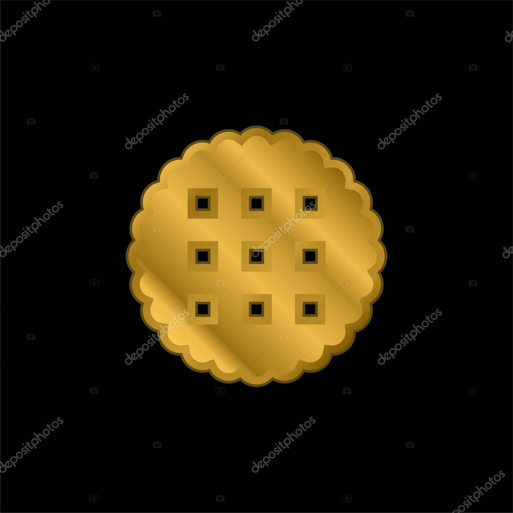 Biscuit gold plated metalic icon or logo vector