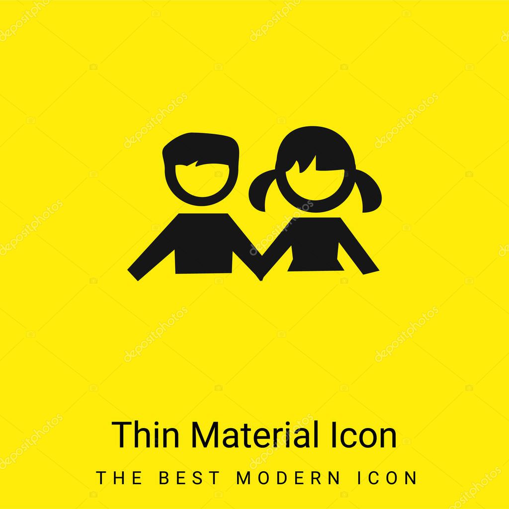 Boy And Girl Students minimal bright yellow material icon