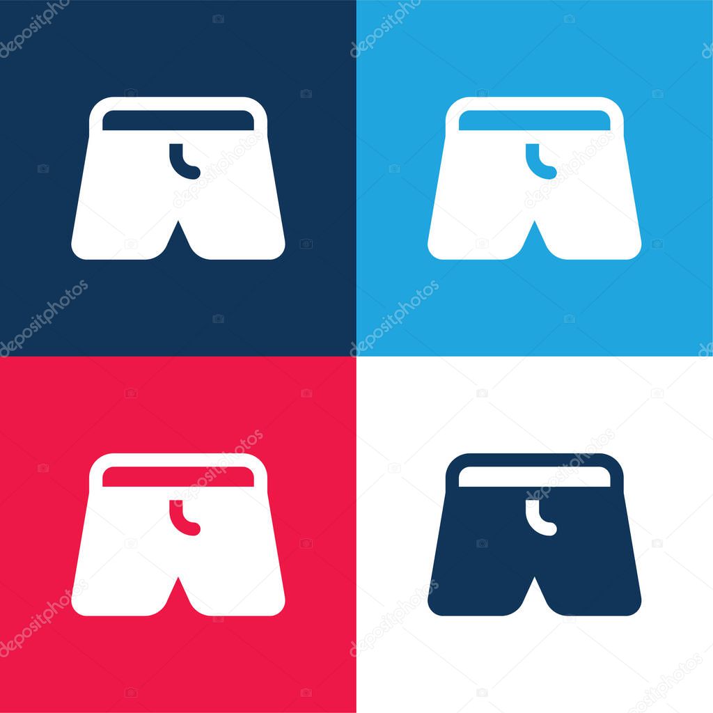 Boxers blue and red four color minimal icon set