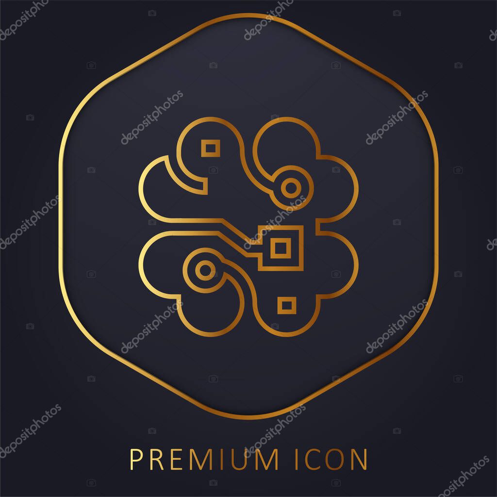 Brain golden line premium logo or icon