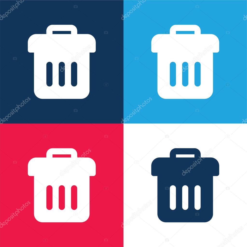 Bin blue and red four color minimal icon set