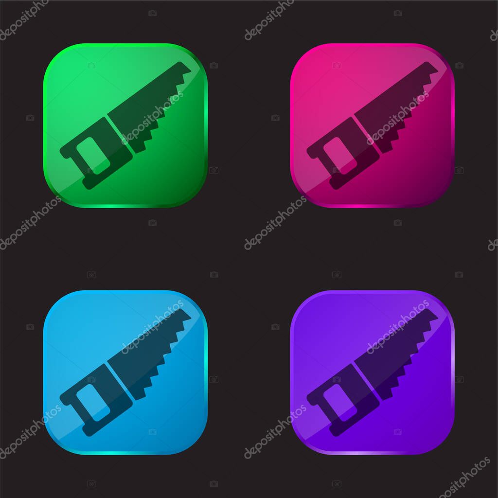 Band Saw four color glass button icon