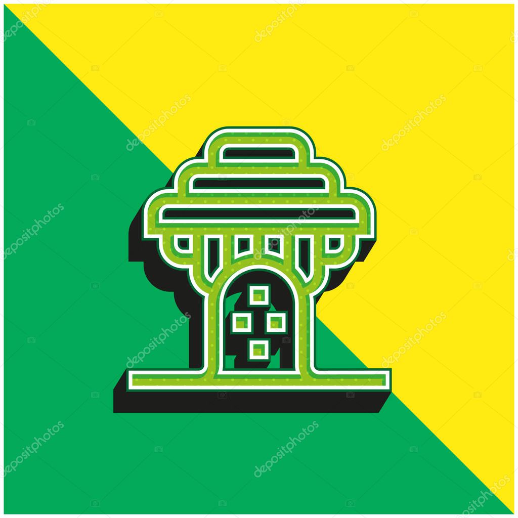 Baobab Green and yellow modern 3d vector icon logo