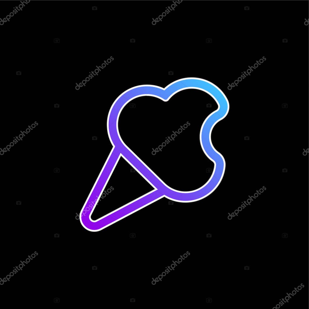 Bitten Ice Cream Cone Outline blue gradient vector icon