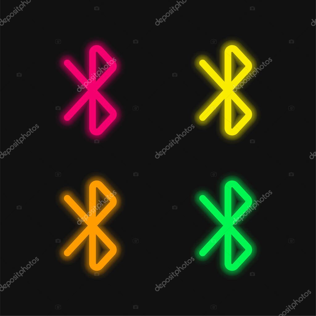 Bluetooth Sign four color glowing neon vector icon