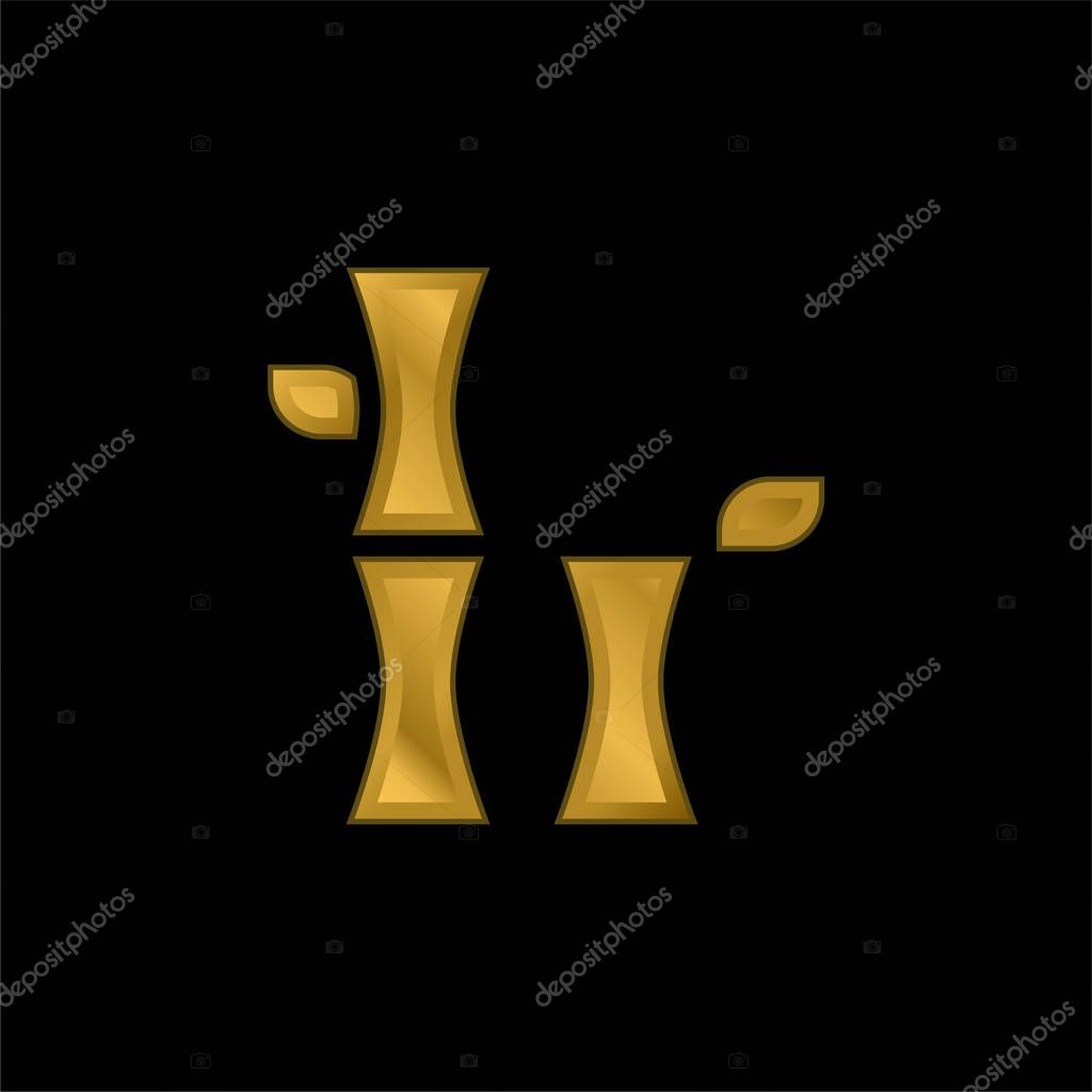 Bamboo gold plated metalic icon or logo vector