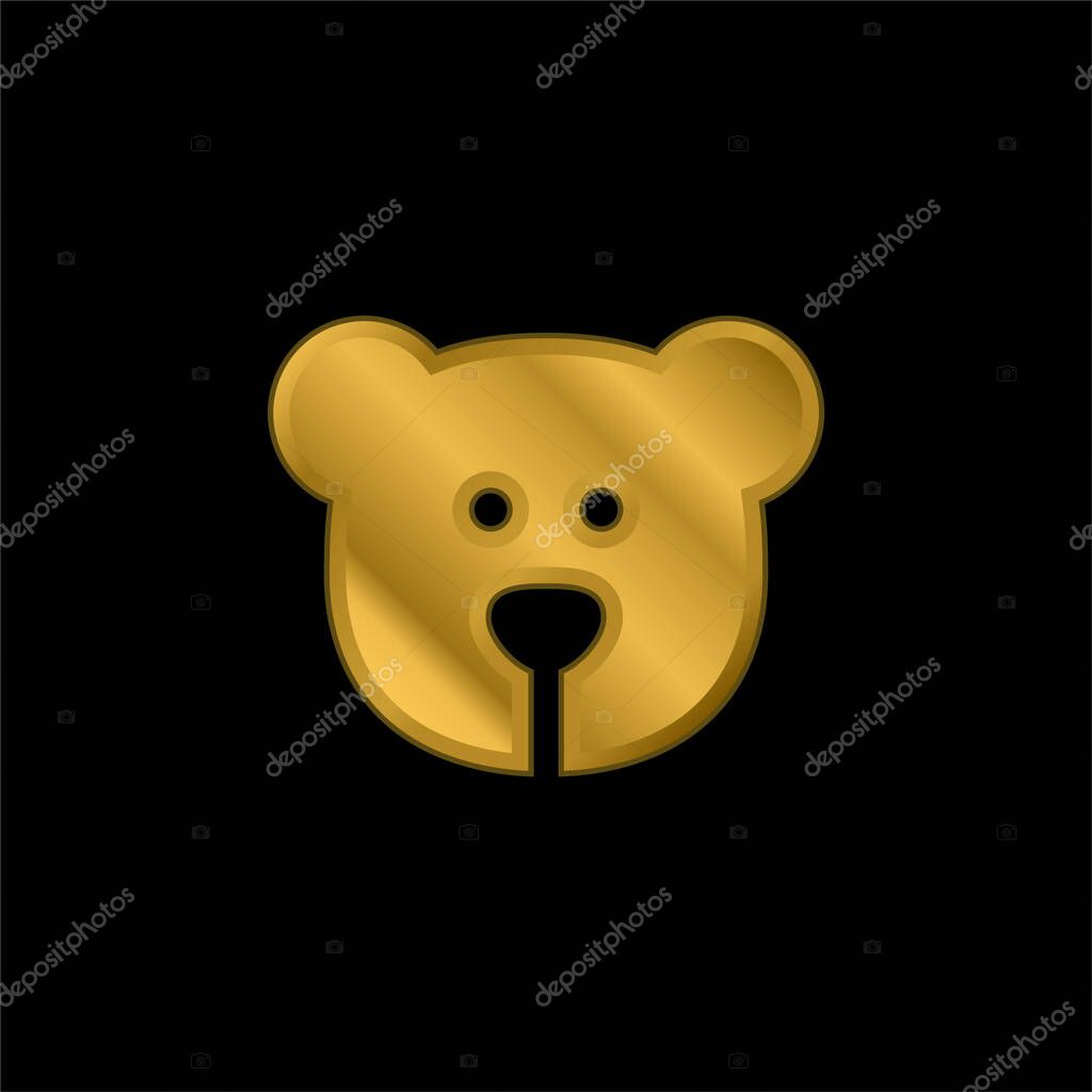Bear gold plated metalic icon or logo vector