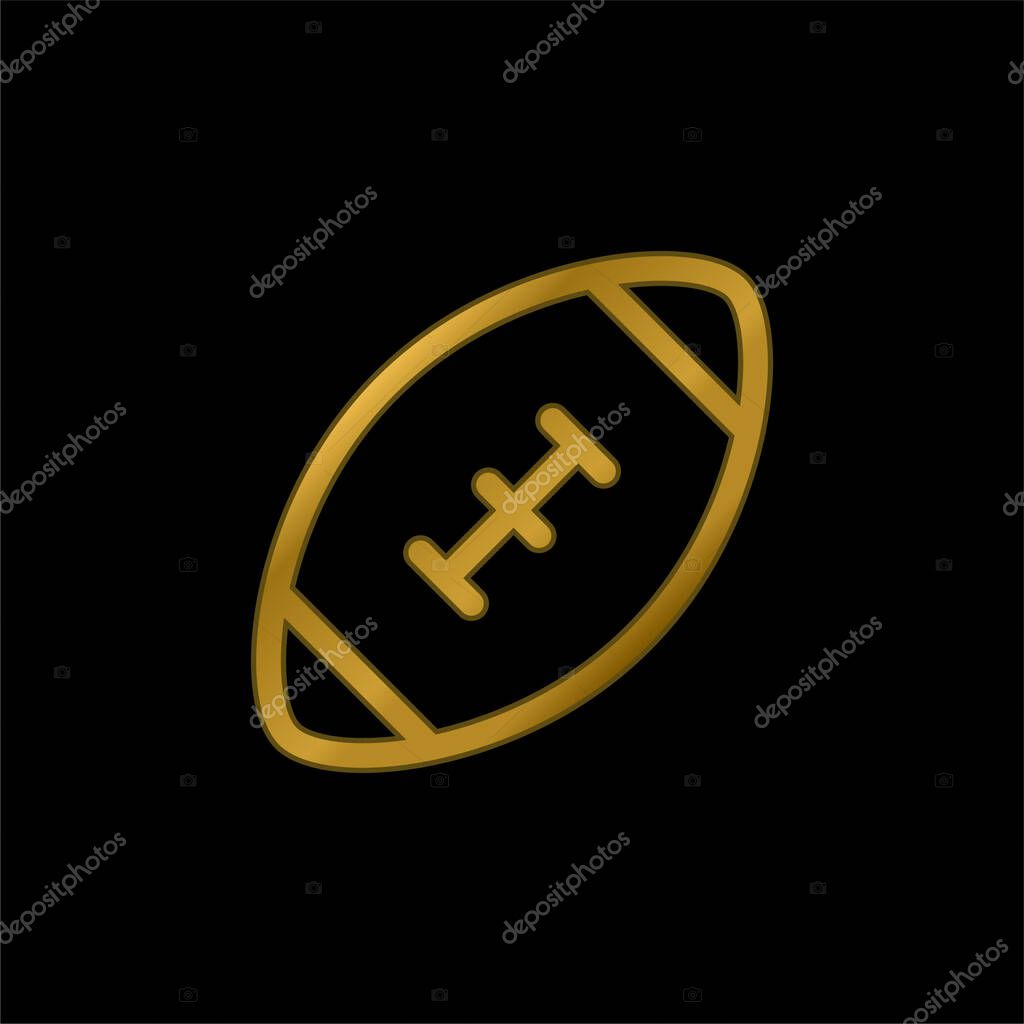 American Football Game gold plated metalic icon or logo vector