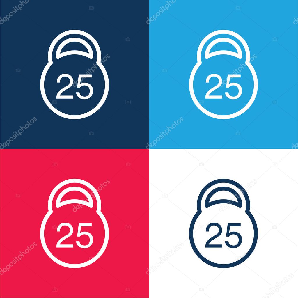 25 Kilos Weight blue and red four color minimal icon set