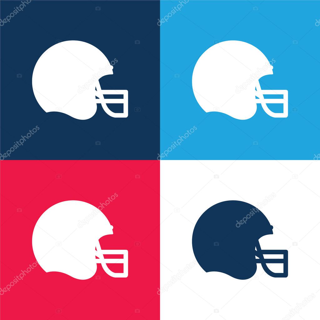 American Football blue and red four color minimal icon set