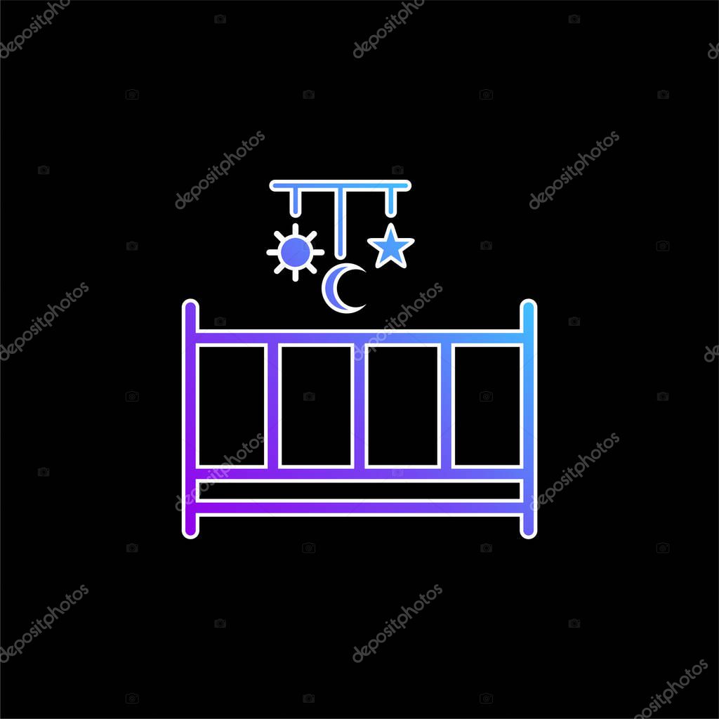 Baby Bed With A Mobile Toy With Hanging Shapes Of Sun Moon And Star blue gradient vector icon