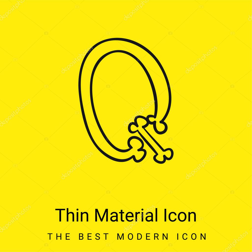 Bones Outline Of Letter Q minimal bright yellow material icon