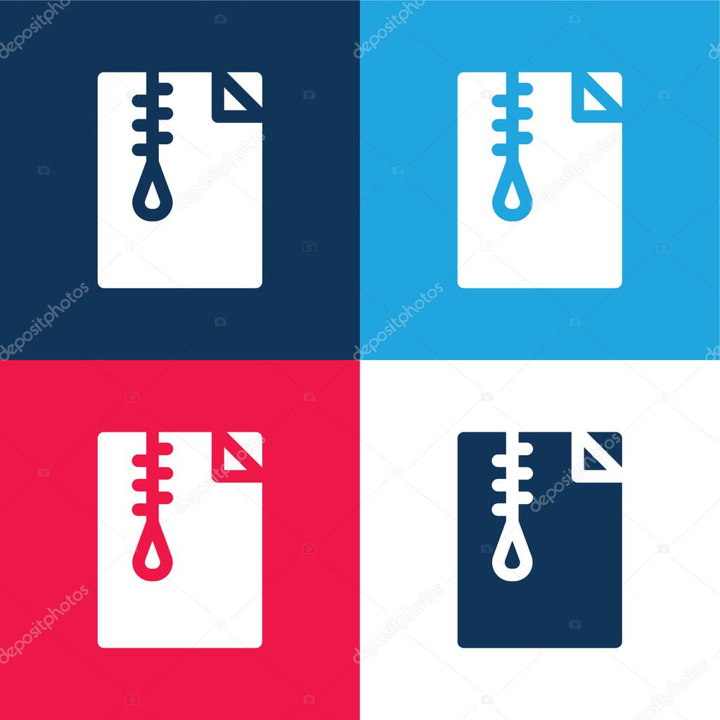 Archive blue and red four color minimal icon set