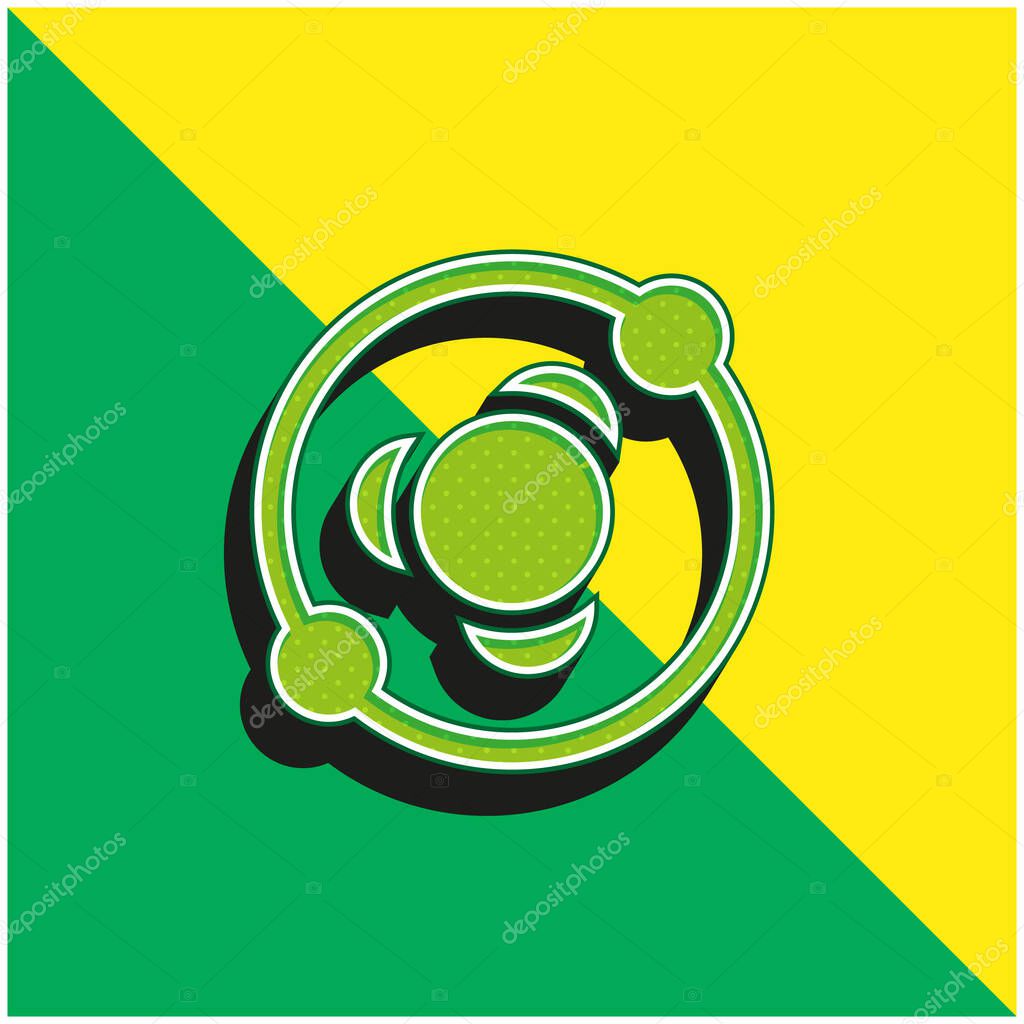 Atomic Structure Green and yellow modern 3d vector icon logo