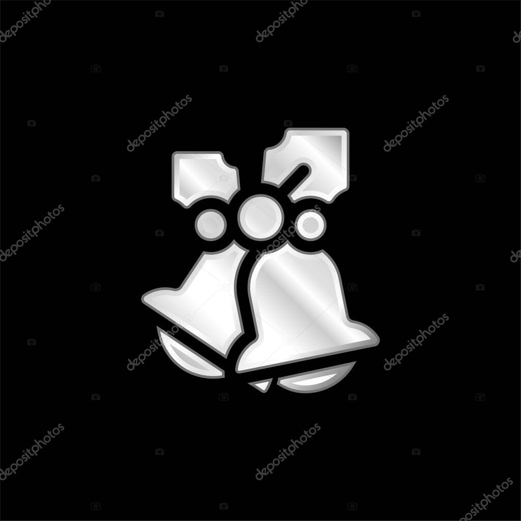 Bells silver plated metallic icon