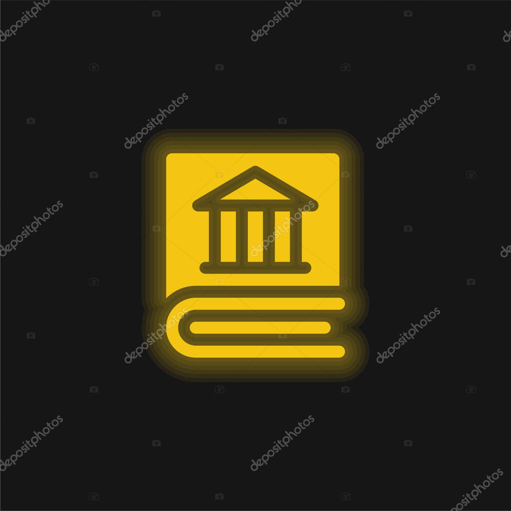 Book yellow glowing neon icon