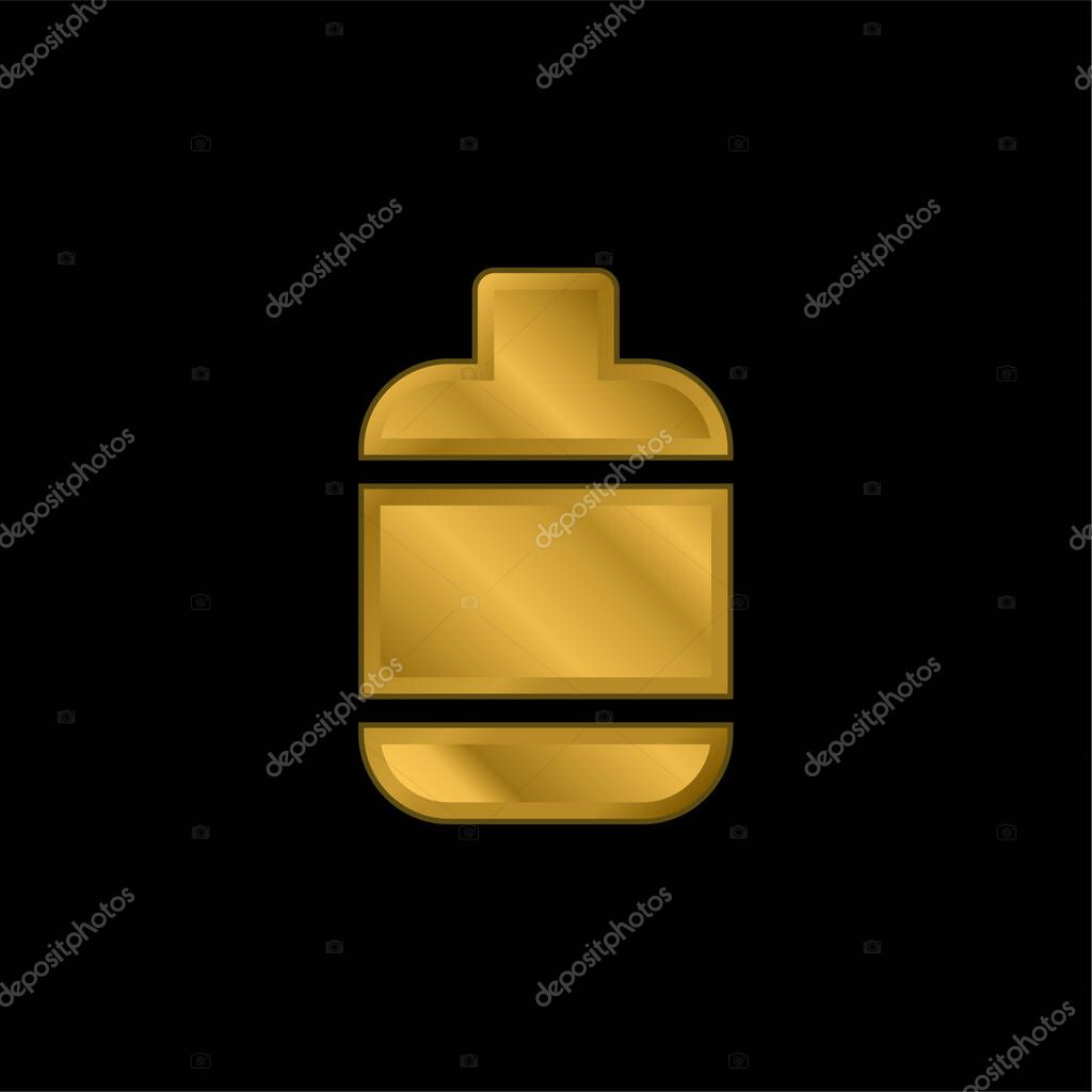 Bottle gold plated metalic icon or logo vector