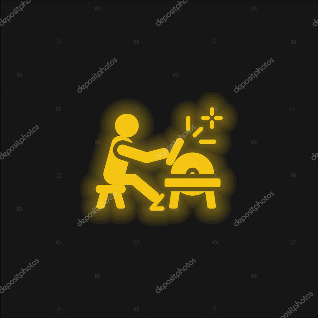 Blacksmith yellow glowing neon icon