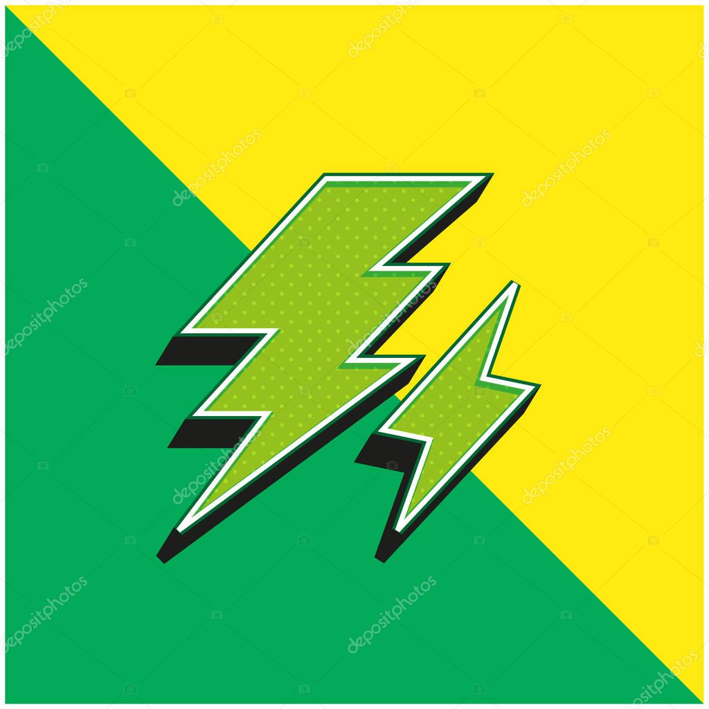 Bolt Green and yellow modern 3d vector icon logo