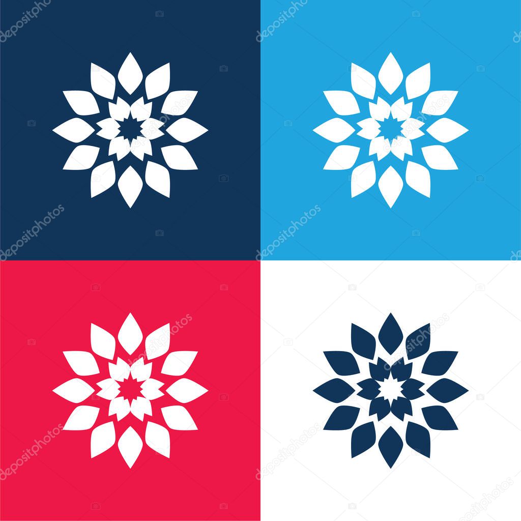 Big Flower blue and red four color minimal icon set