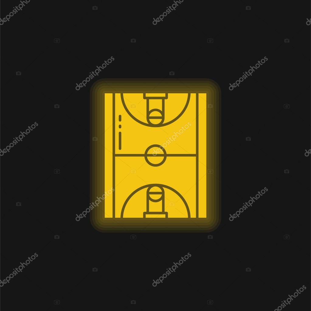 Basketball yellow glowing neon icon