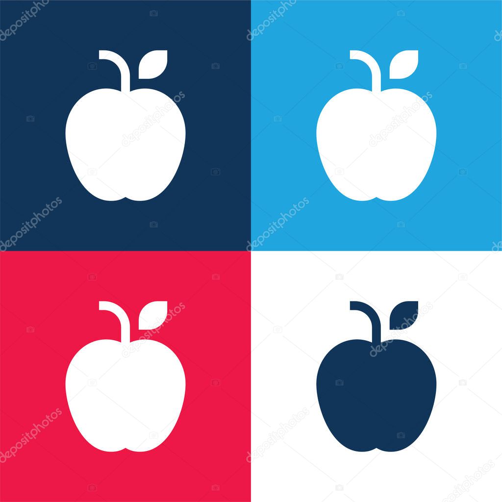 Apple blue and red four color minimal icon set