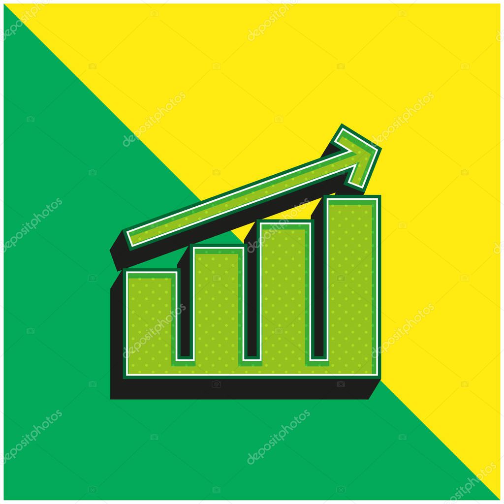 Bar Graph Green and yellow modern 3d vector icon logo