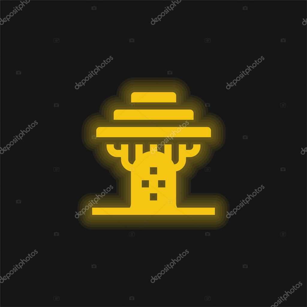 Baobab yellow glowing neon icon