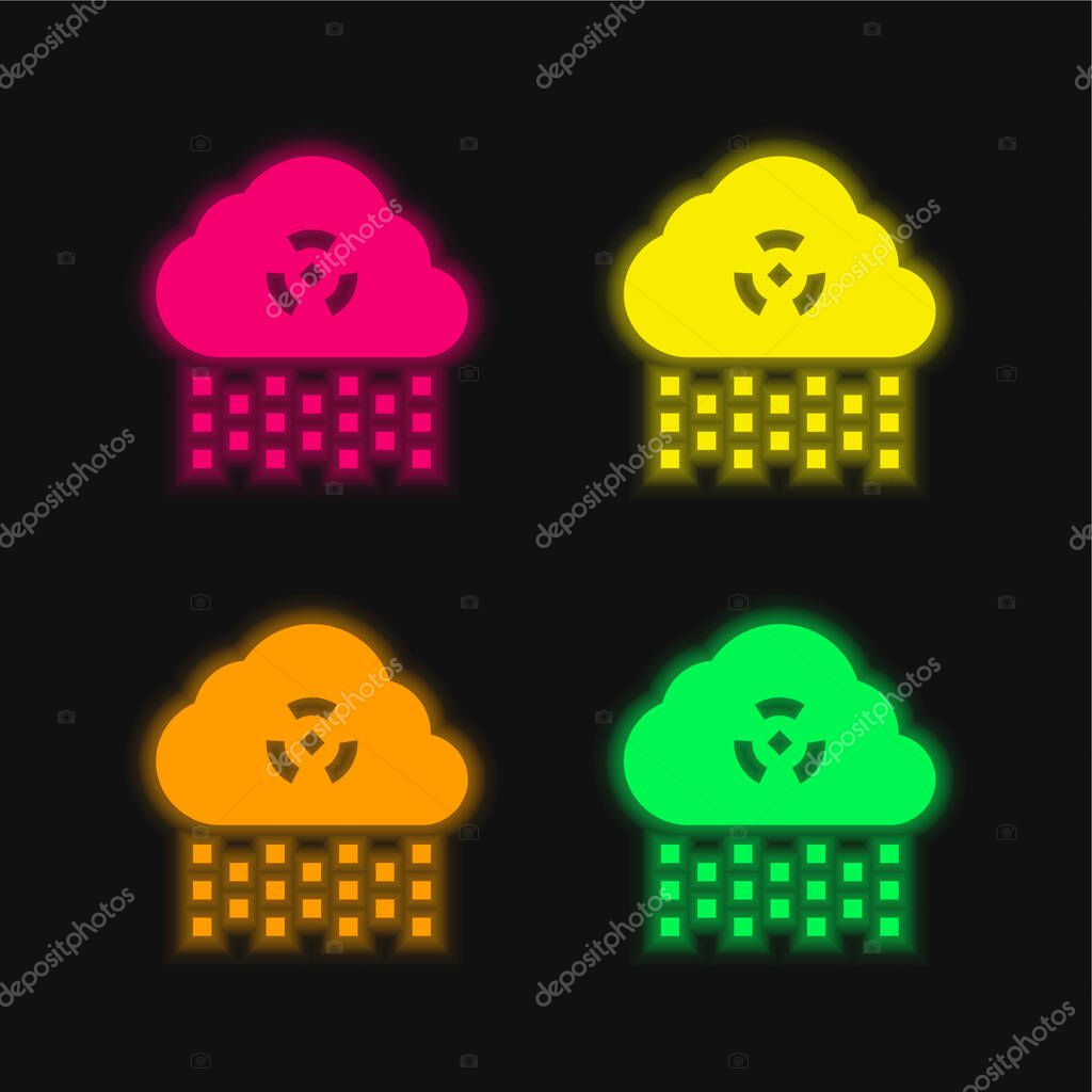 Acid Rain four color glowing neon vector icon