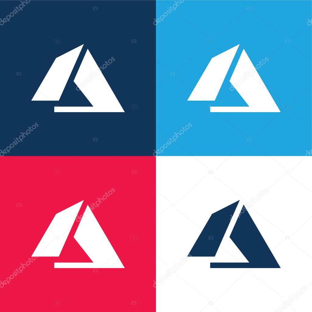 Azure blue and red four color minimal icon set