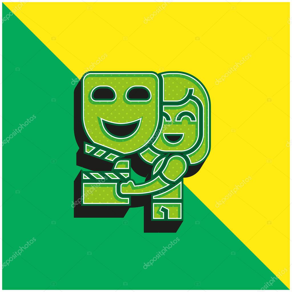 Acting Green and yellow modern 3d vector icon logo