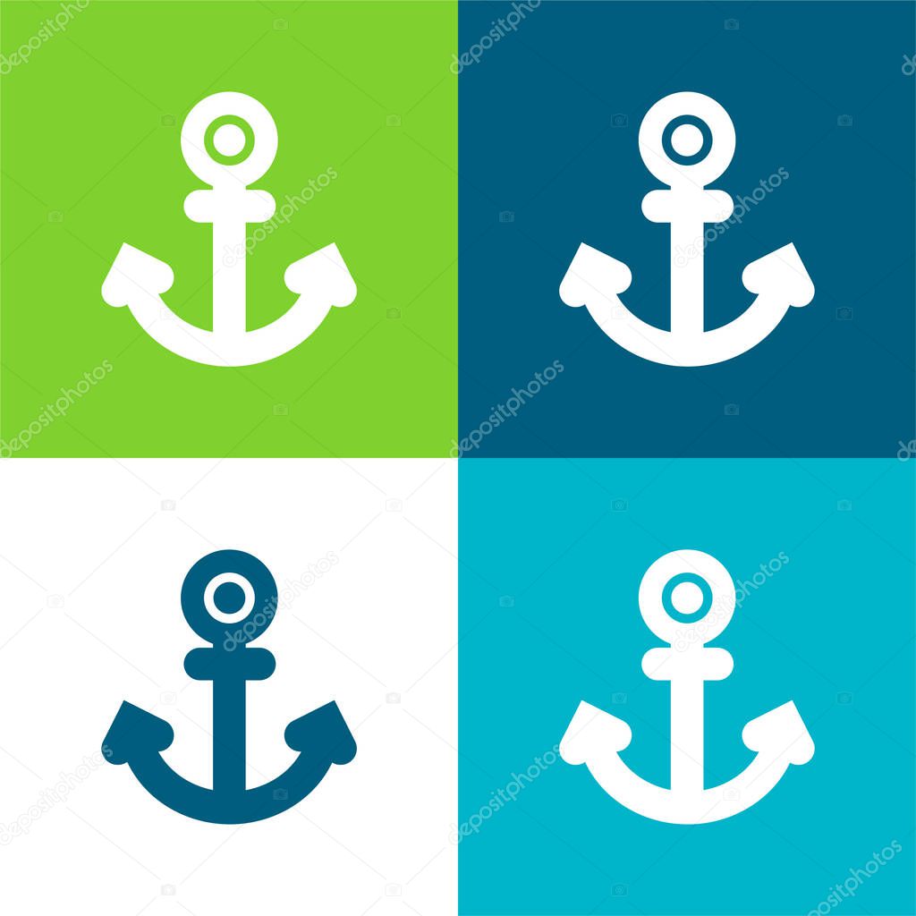 Anchor Tattoo Flat four color minimal icon set