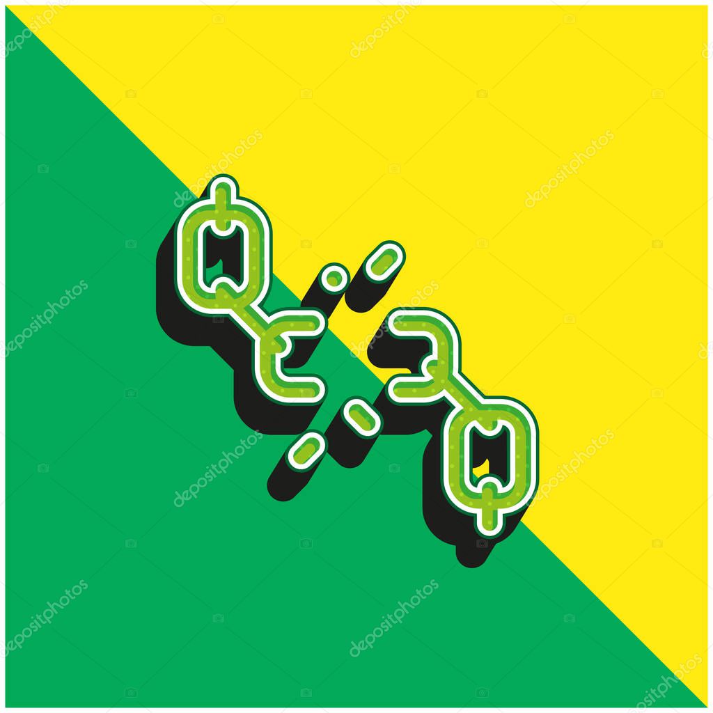 Breaking Green and yellow modern 3d vector icon logo