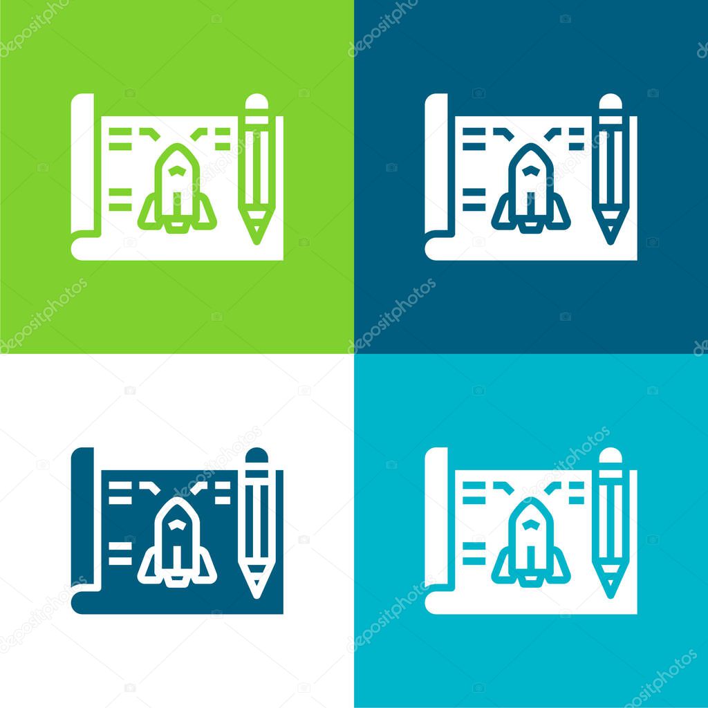 Blueprint Flat four color minimal icon set