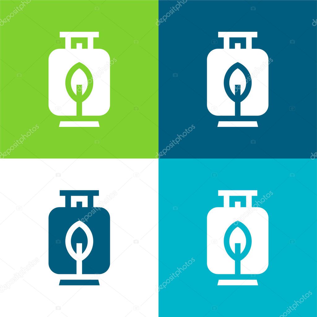 Biogas Flat four color minimal icon set