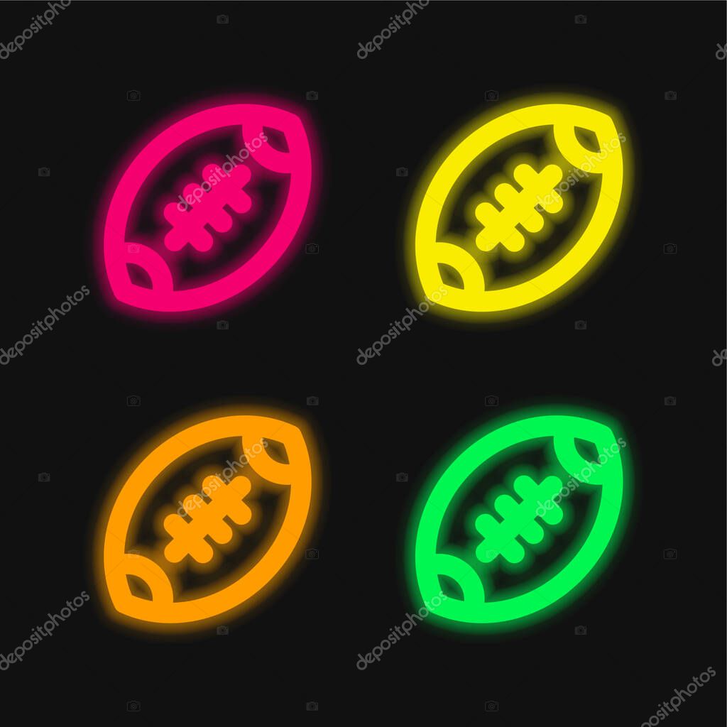 American Football four color glowing neon vector icon