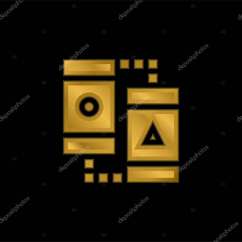 Ab Testing gold plated metalic icon or logo vector