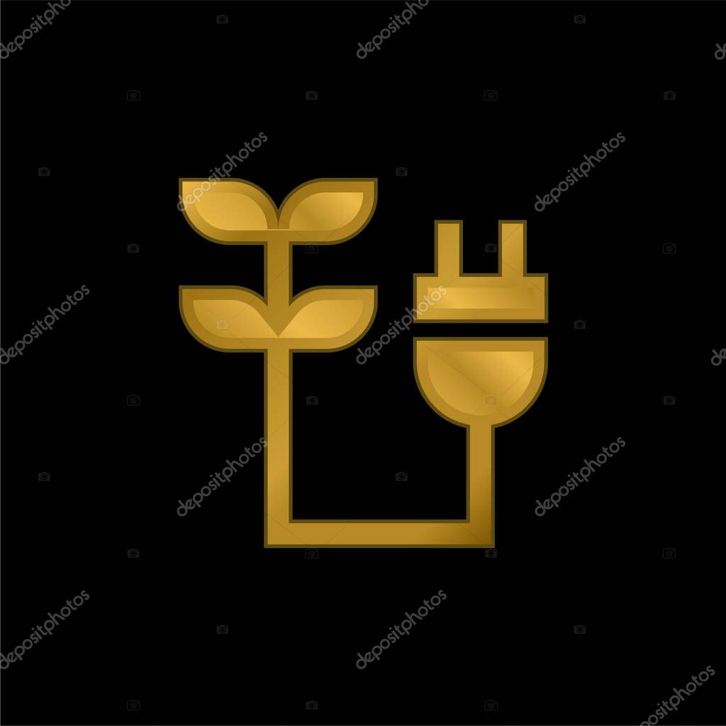 Bioenergy gold plated metalic icon or logo vector