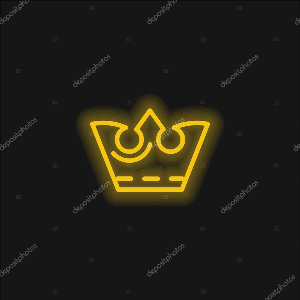 Crown yellow glowing neon icon