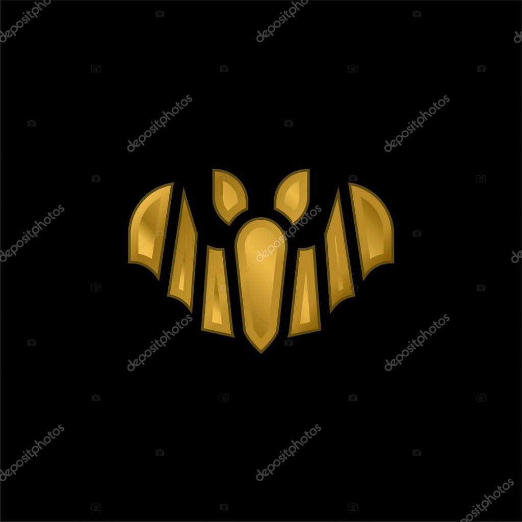 Bat gold plated metalic icon or logo vector