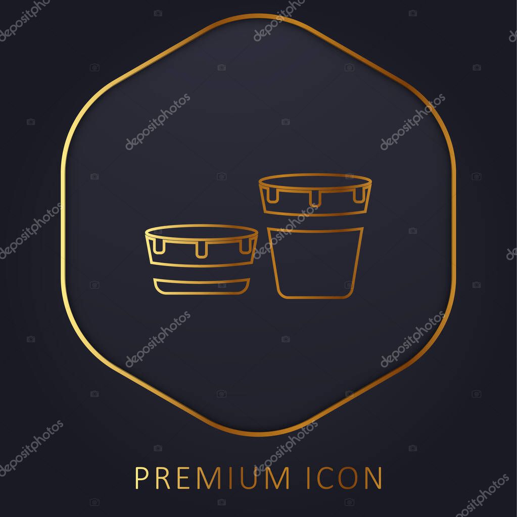 African Drum Set With Design golden line premium logo or icon